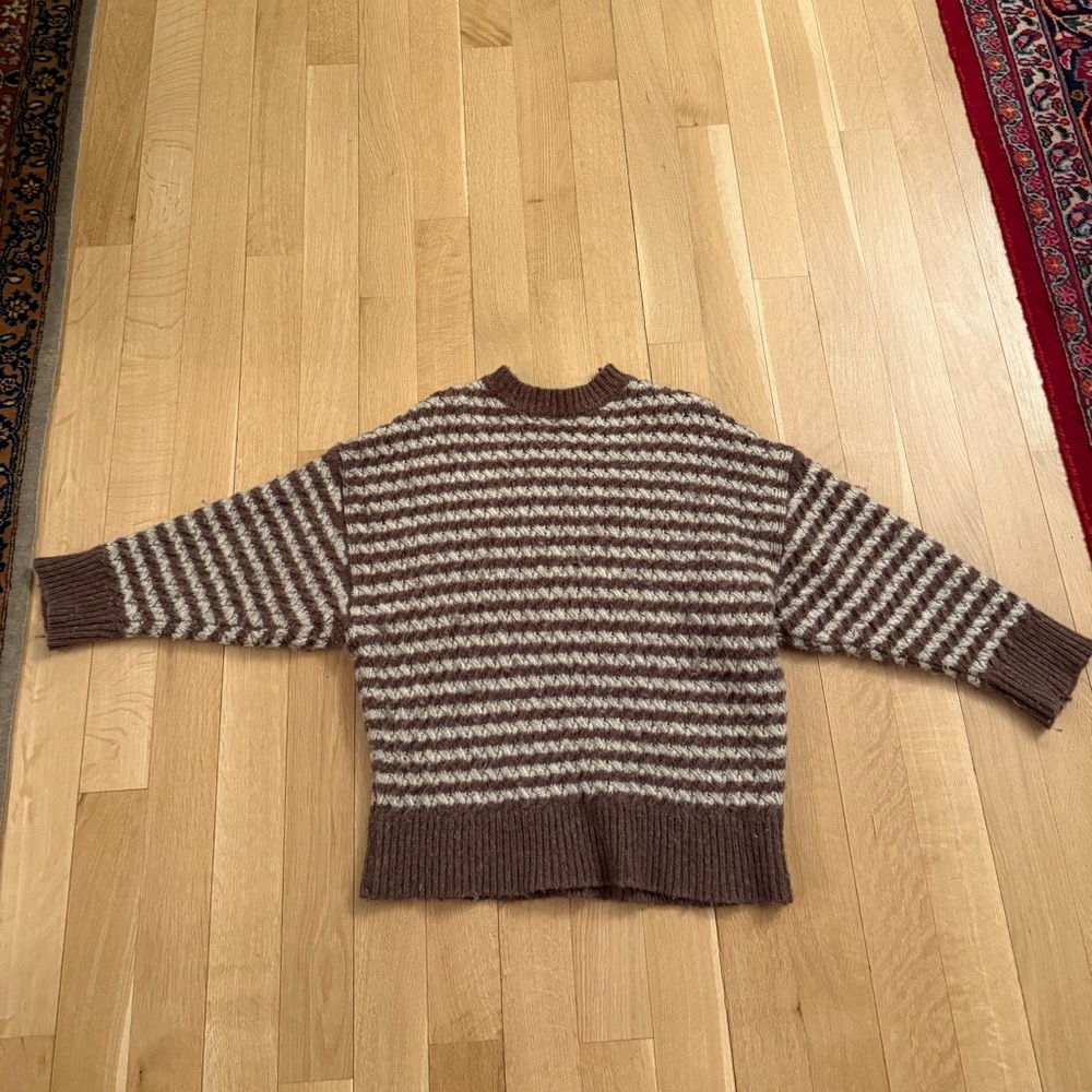 Zara Brown and Cream Knit Sweater